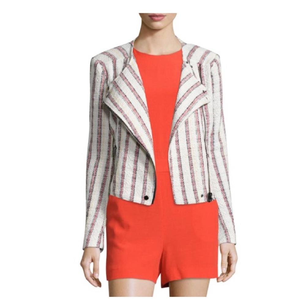 Veronica Beard Mara Jacket Striped Tweed Motorcycle Blazer ASO TV Designer Moto